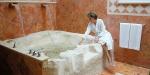 Carved stone bath Hacienda Xcanatun, Mexico, Carved stone bath