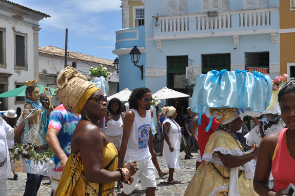 A colourful Afro-Brazilian religious procession
